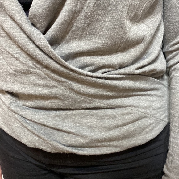 Loft Gray Long-Sleeve Crossover Top - Picture 3 of 4